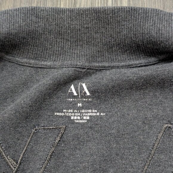 Armani Exchange | Men's Medium Zip-up Grey Sweater w/ Mock Neck & Elbow Patches - Picture 4 of 7